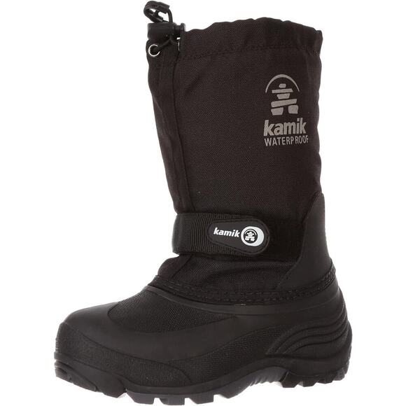COPY - Kamik Kids Waterbug  Pull On Round Toe Waterproof Snow Boots, Black/Char… - Picture 1 of 8
